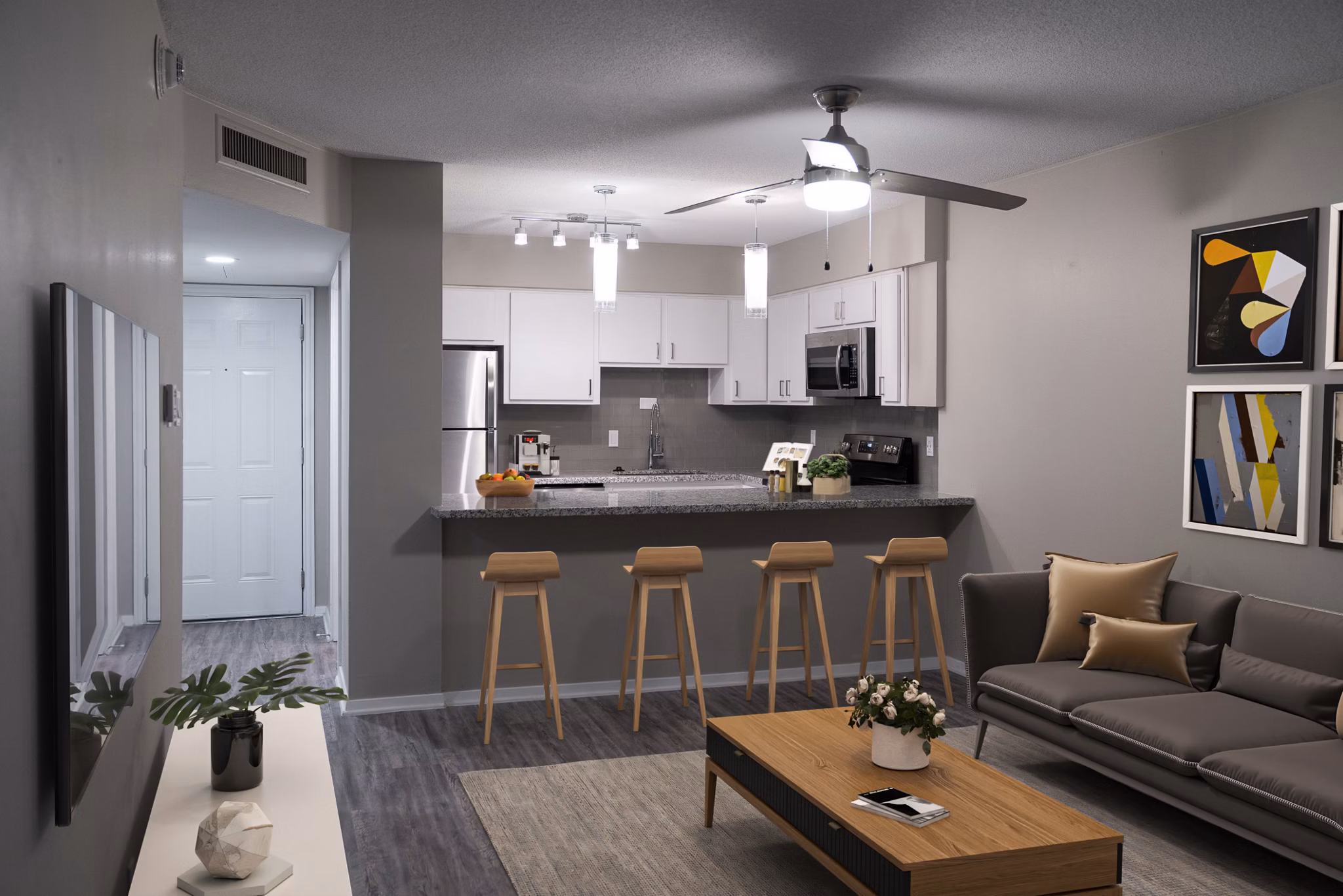 living room at Skyline at Kessler Apartments