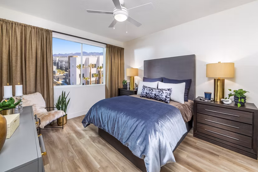 bedroom at Marlowe South Las Vegas Apartments