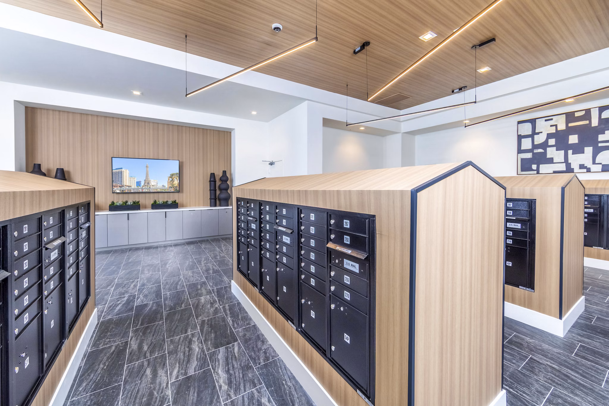 mail room at Marlowe South Las Vegas Apartments