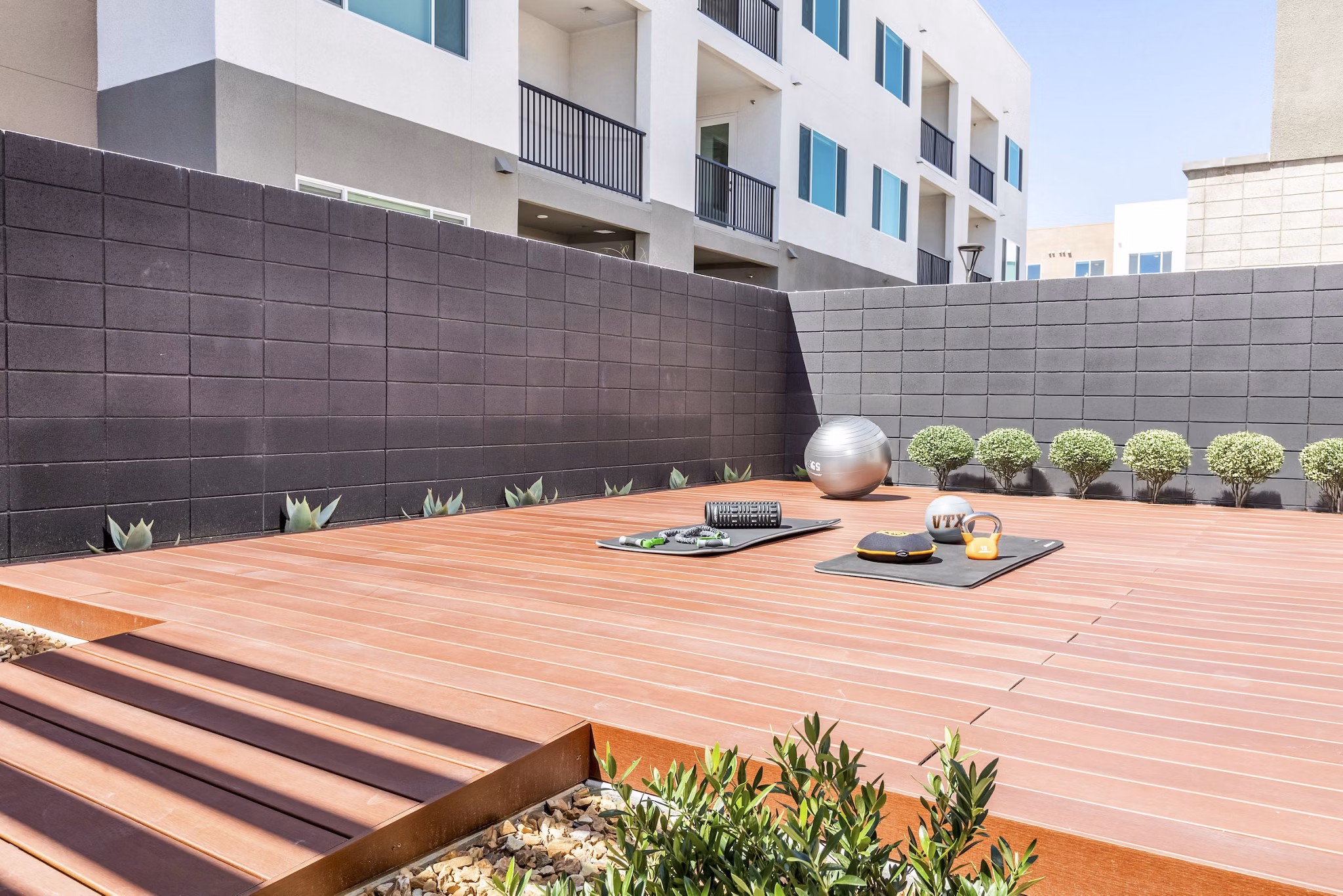 outdoor yoga and fitness center area at Marlowe South Las Vegas Apartments