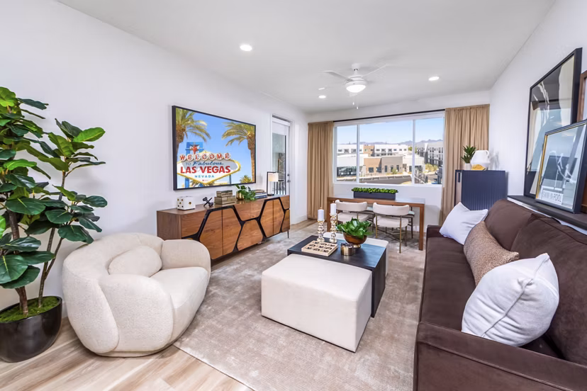 living room at Marlowe South Las Vegas Apartments