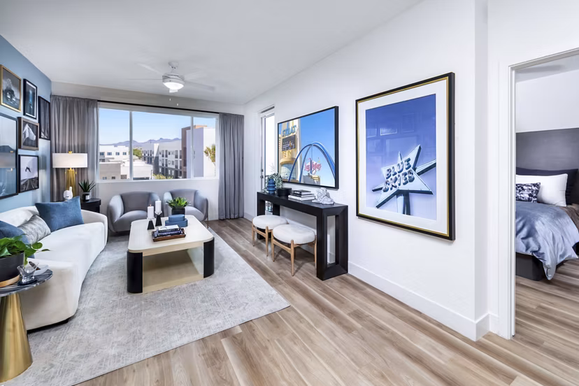 living room at Marlowe South Las Vegas Apartments