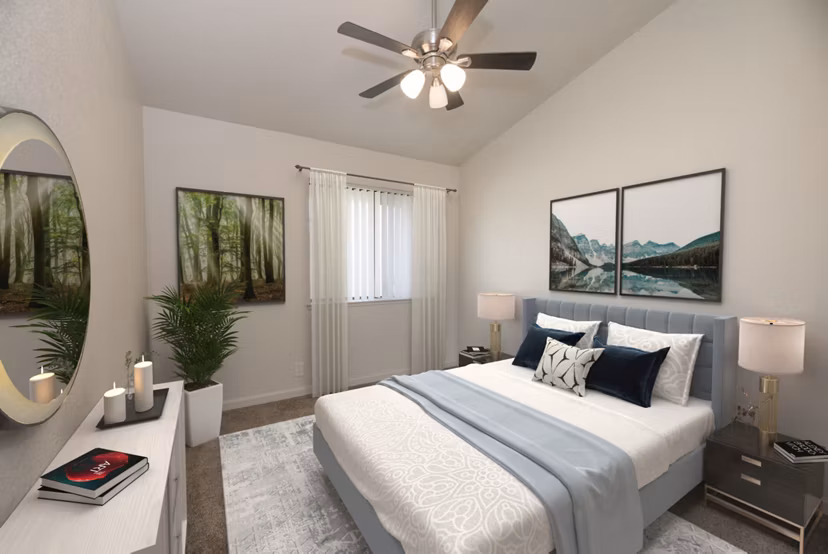 bedroom at The Fairmont Apartments