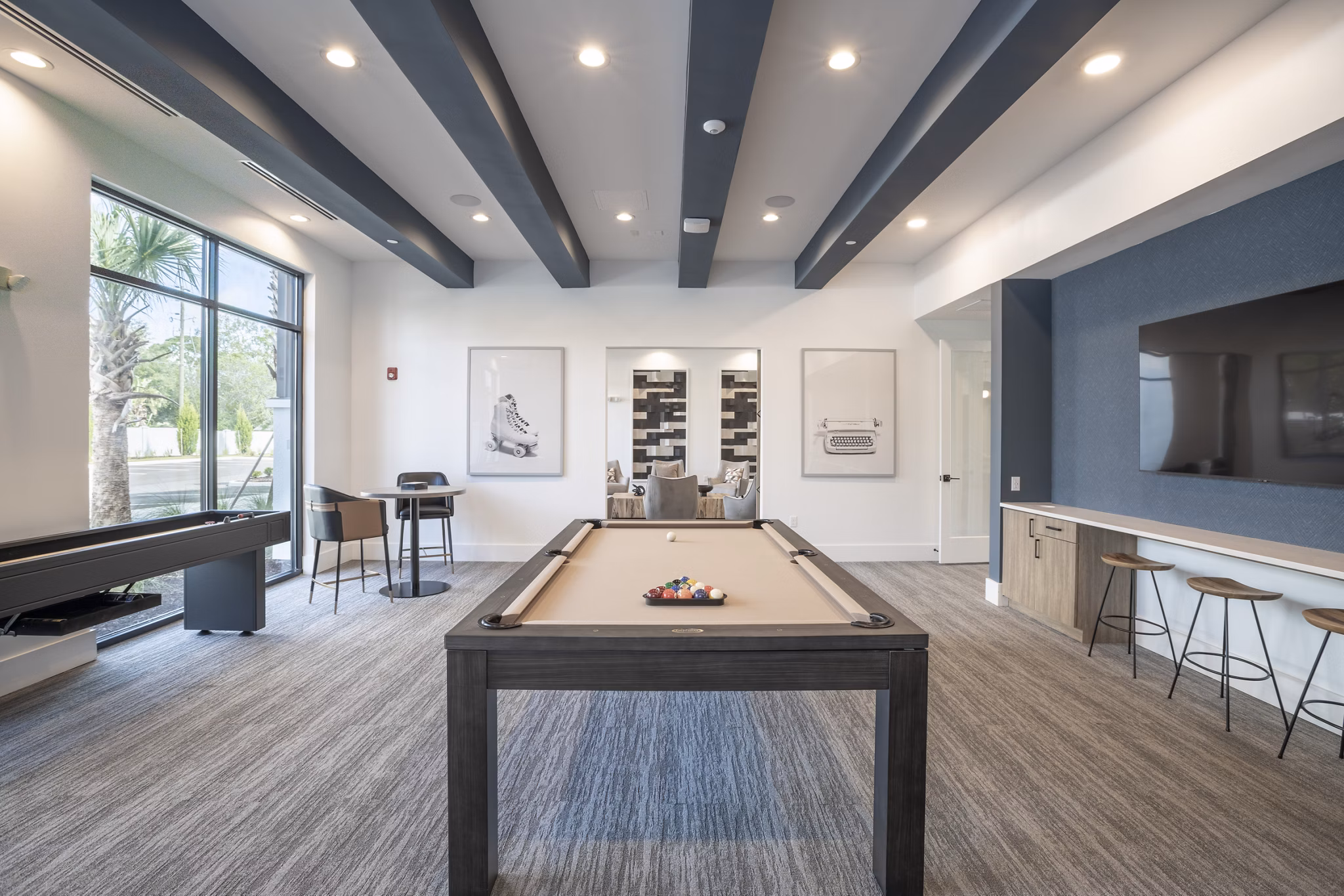 game room at Reverie Winter Park Apartments