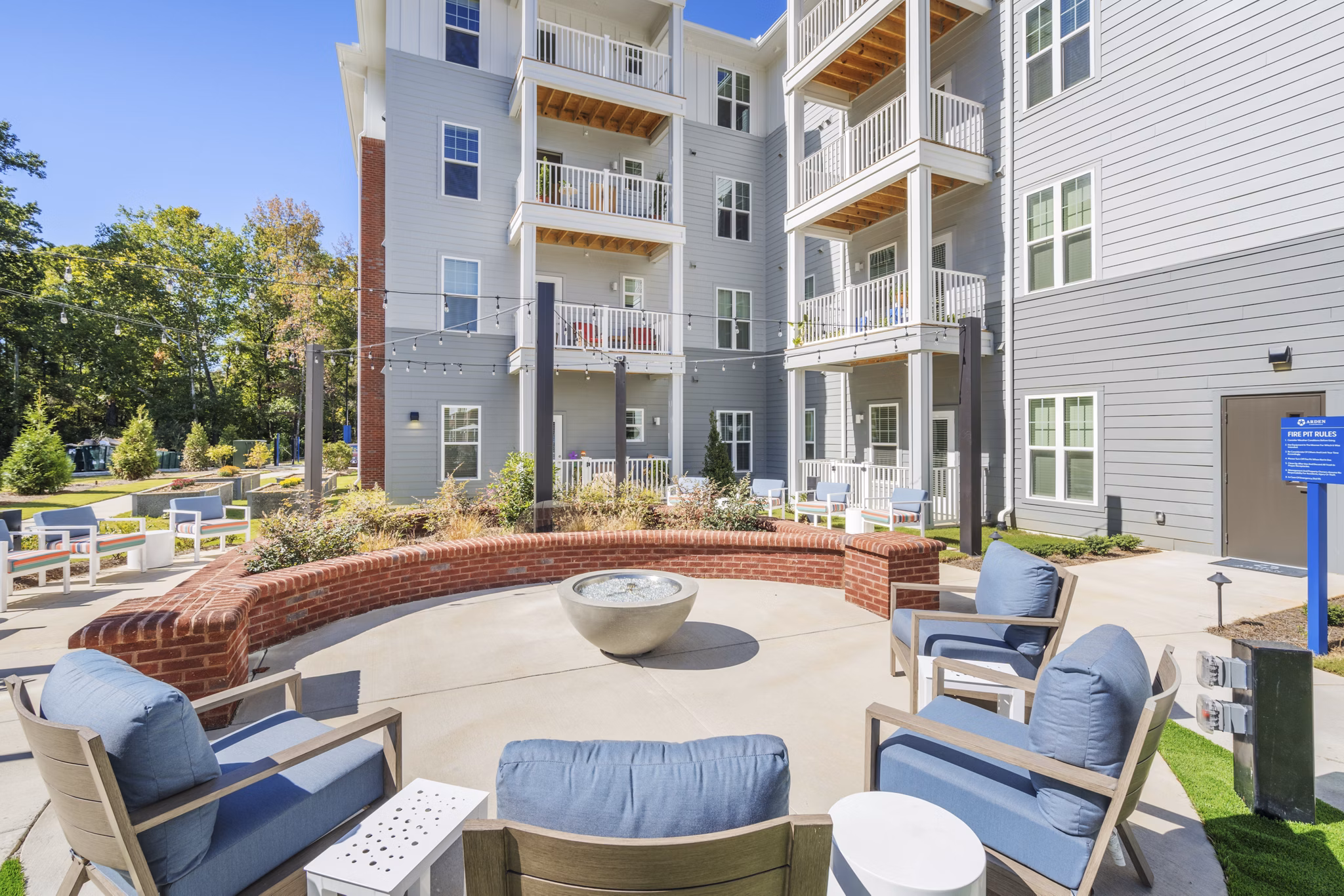 fire pit at Arden at Huntersville Apartments