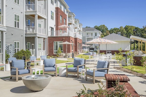 fire pit at Arden at Huntersville Apartments