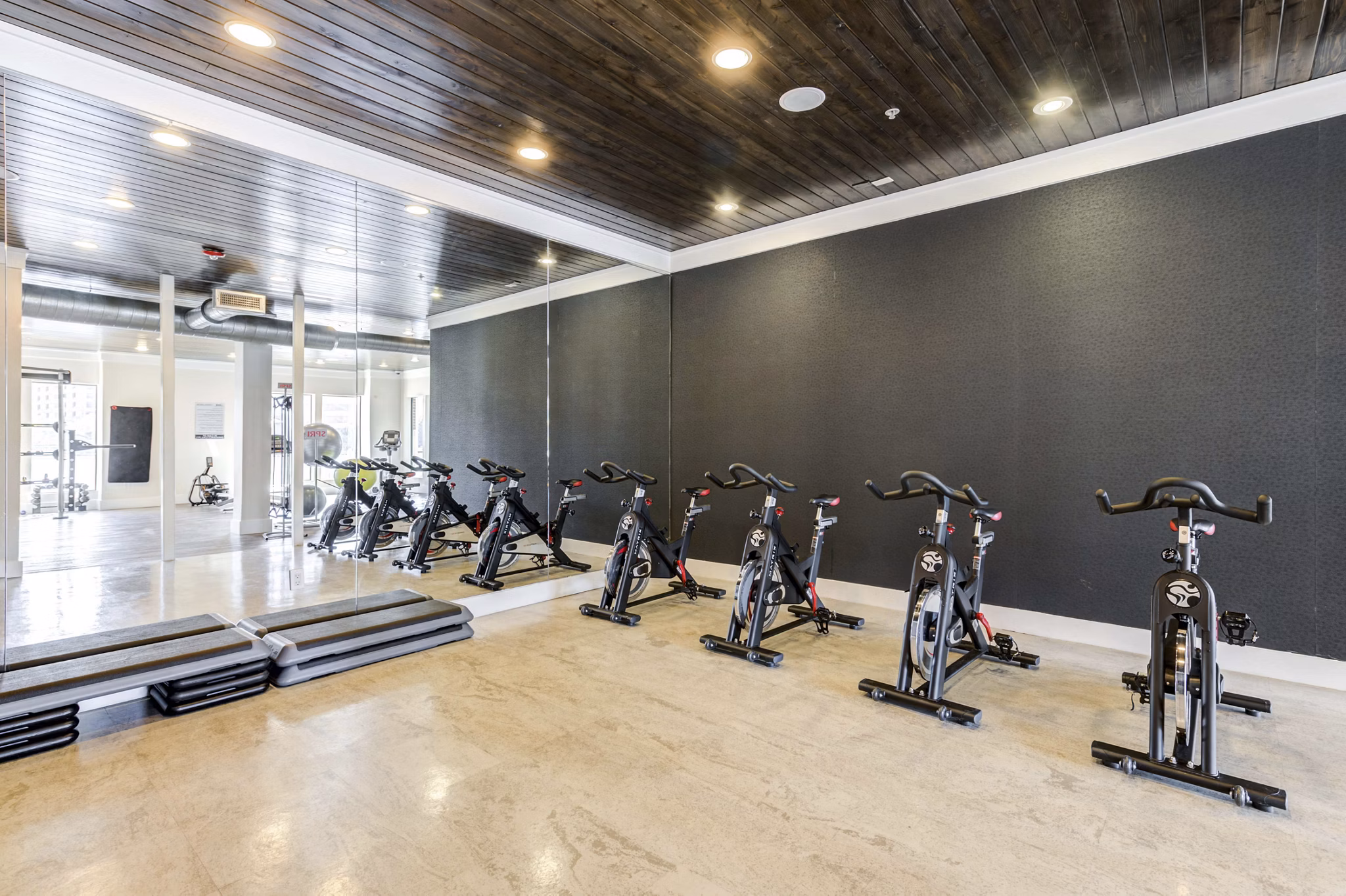 fitness center at Lakeshore Lofts Apartments
