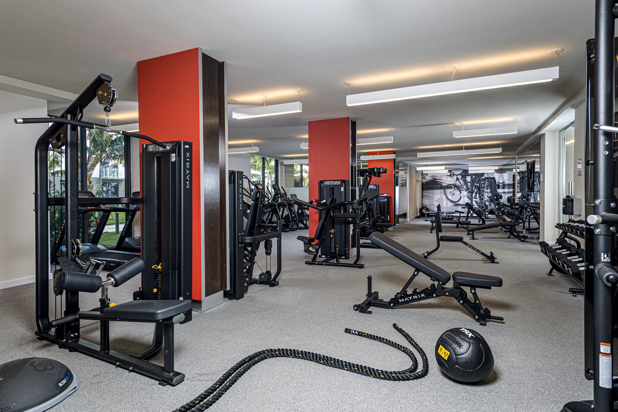 fitness center at Arabelle Riverwalk Apartments