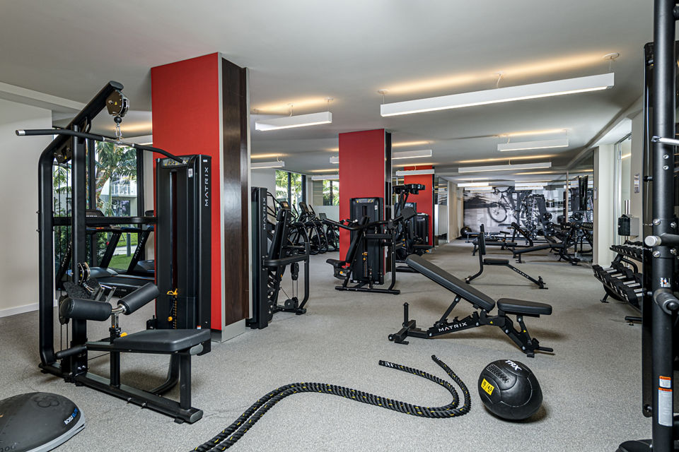 fitness center at Arabelle Riverwalk Apartments