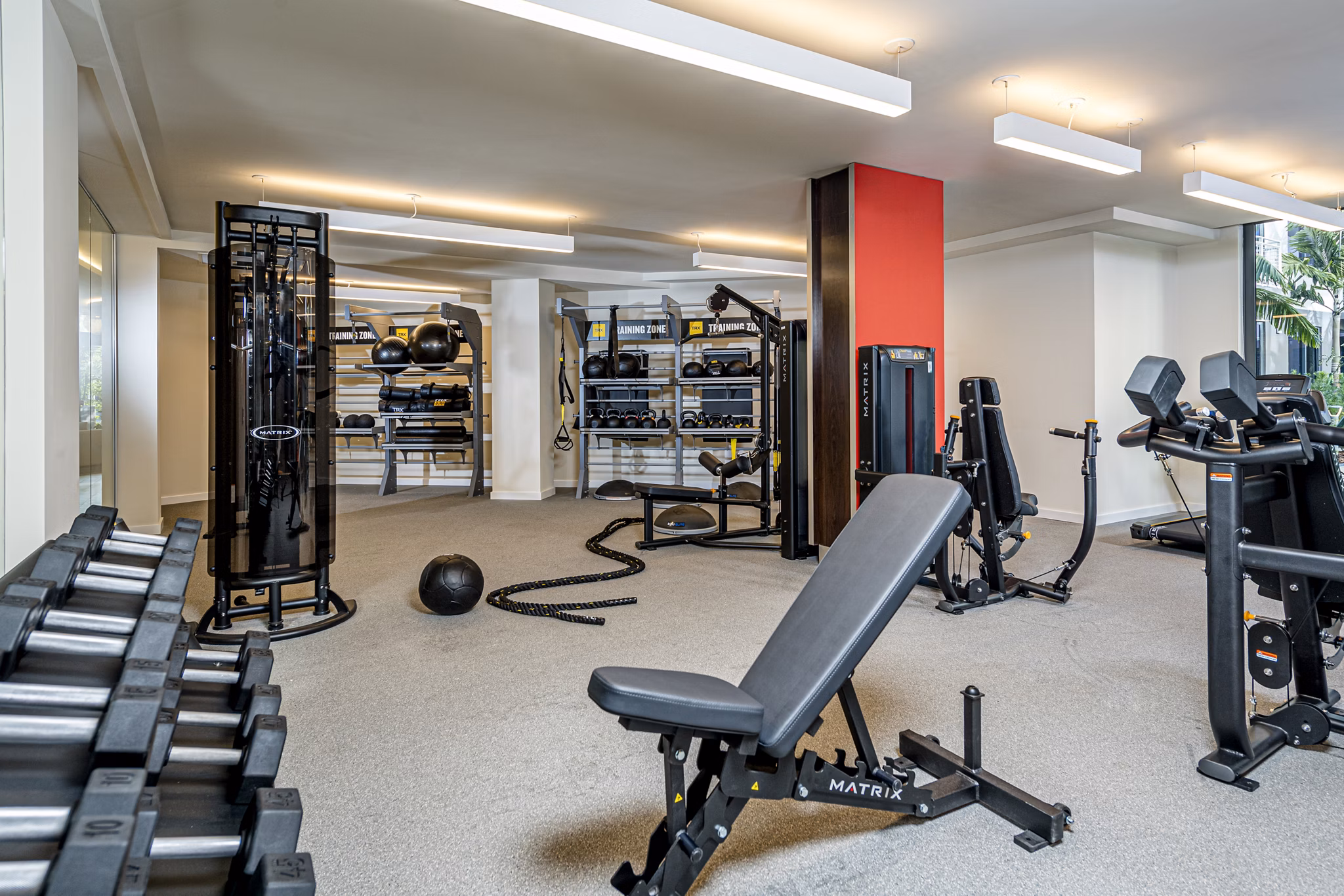 fitness center at Arabelle Riverwalk Apartments