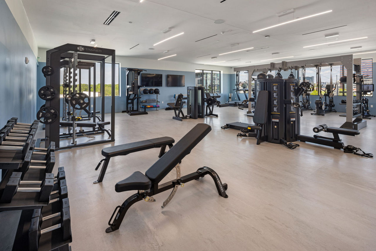 Gym at Maeve Downtown Raleigh Apartments