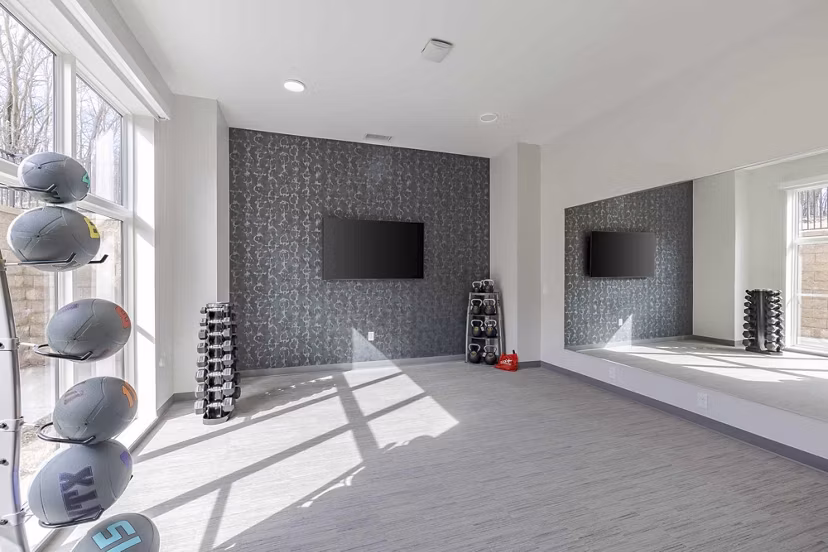 fitness center at The Rosewater Apartments