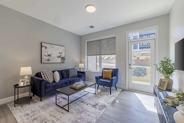 living room at The Rosewater Apartments