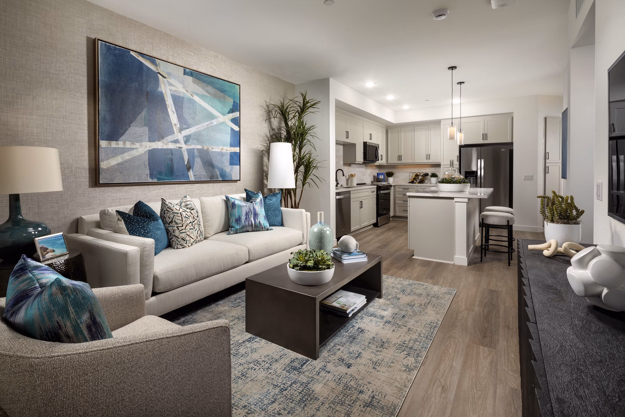 living room at Artisan at the Village of Escaya Apartments 