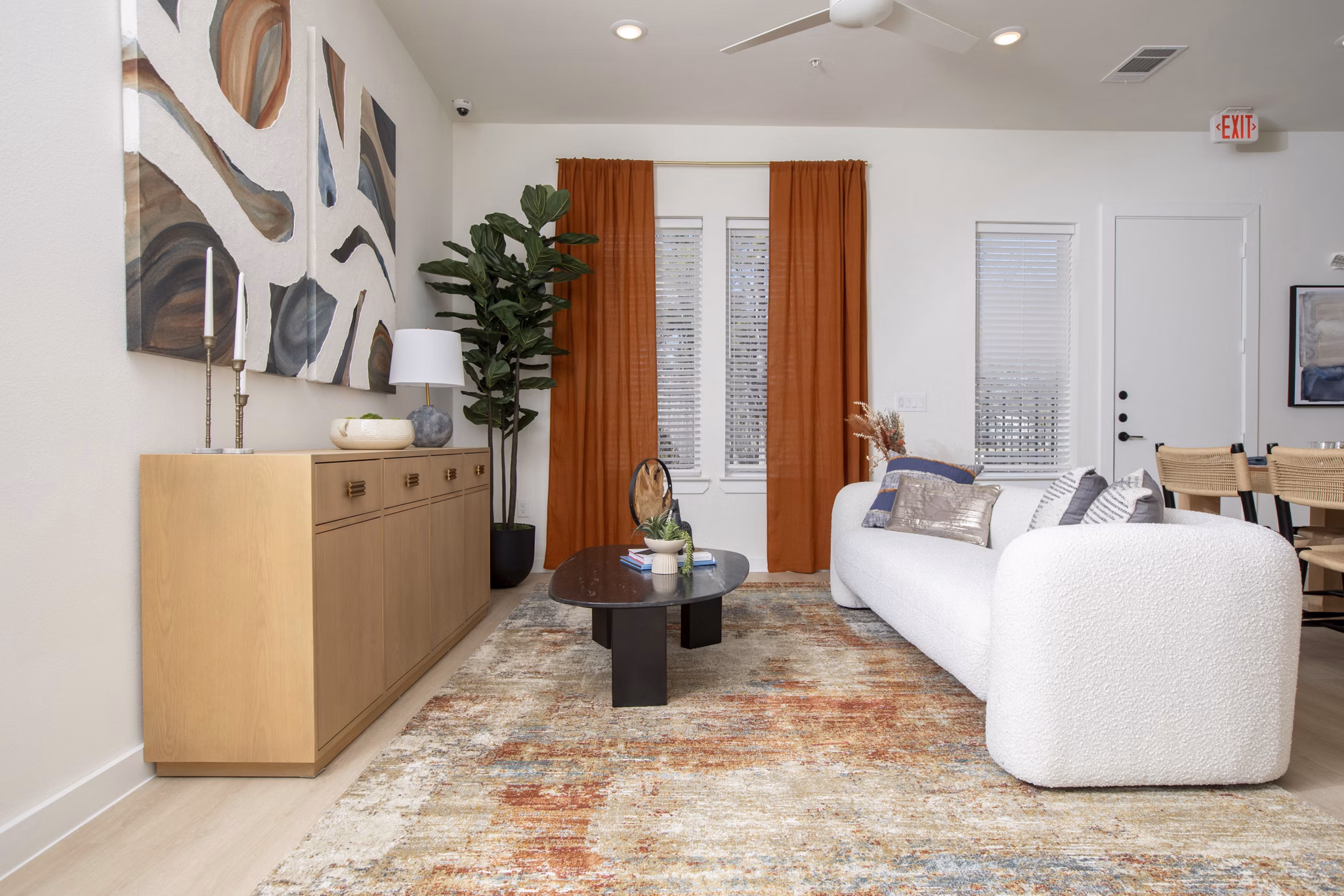 living room at Oasis at Woodland Apartments