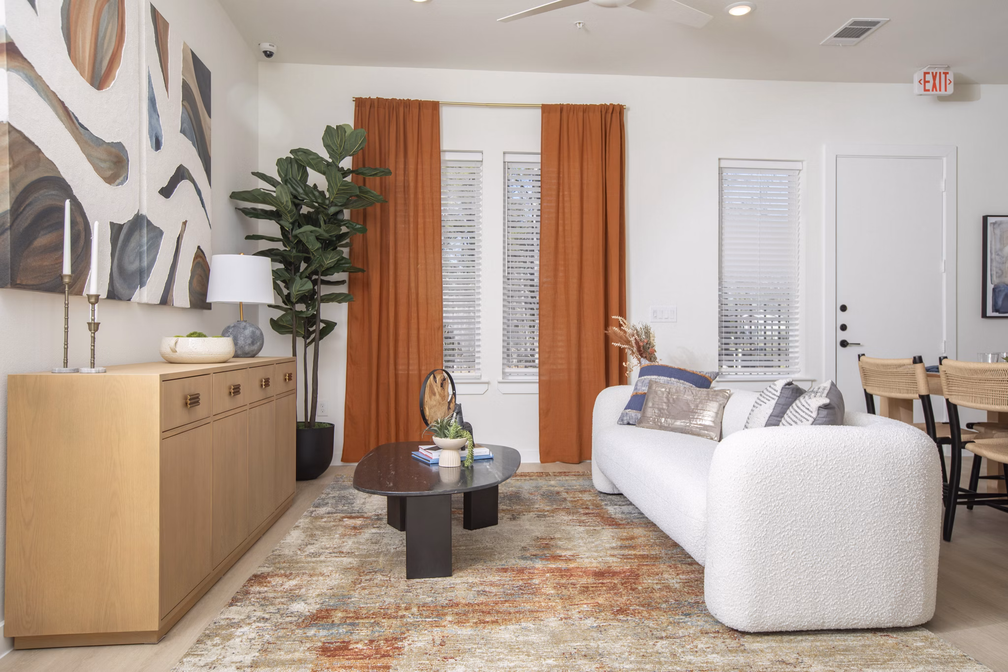 living room at Oasis at Woodland Apartments