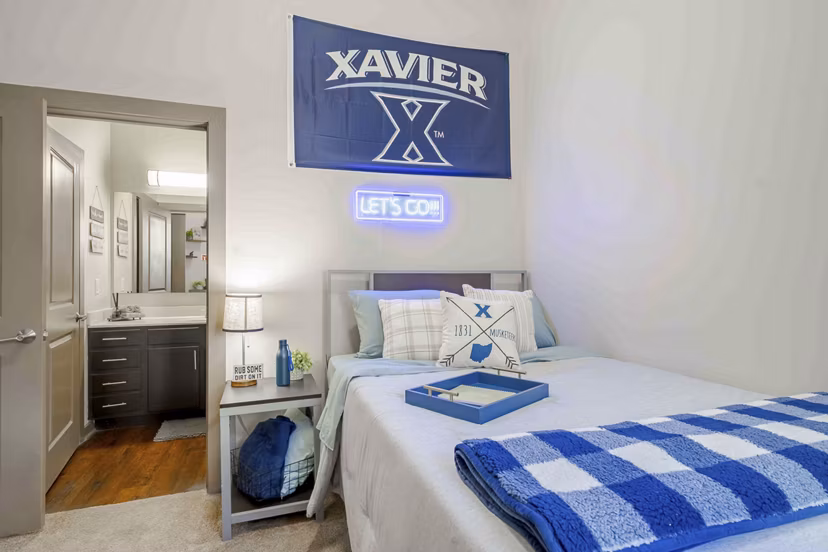 bedroom at University Station Apartments