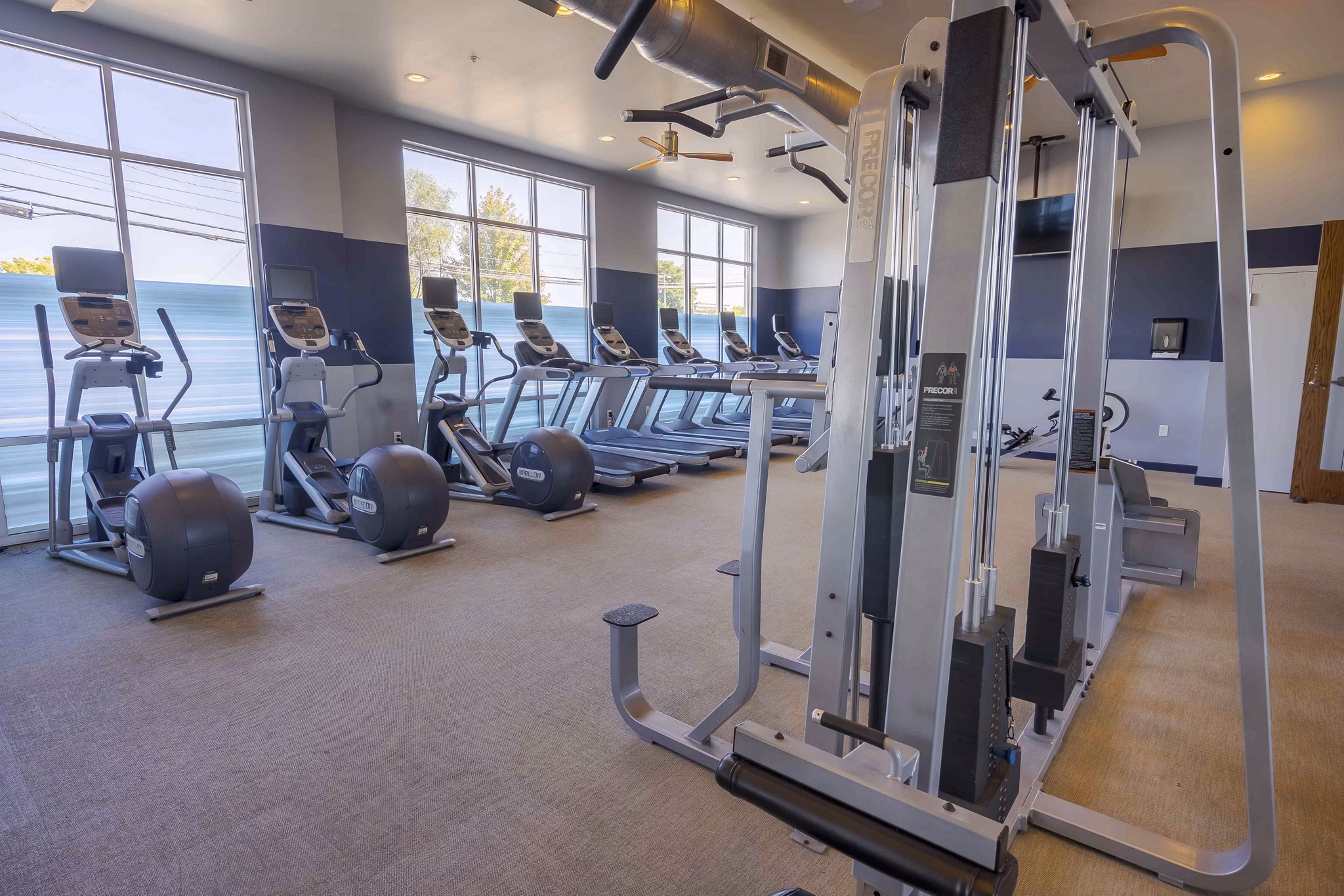 fitness center at University Station Apartments