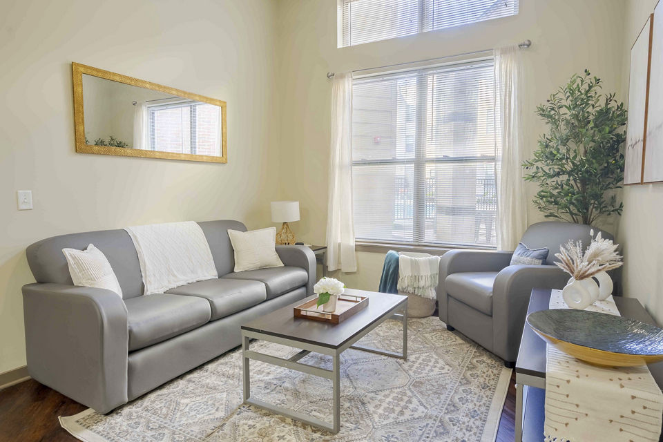living room at University Station Apartments