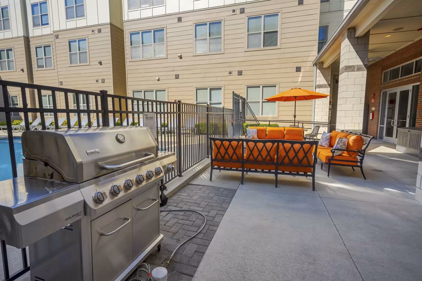 grill area at University Station Apartments