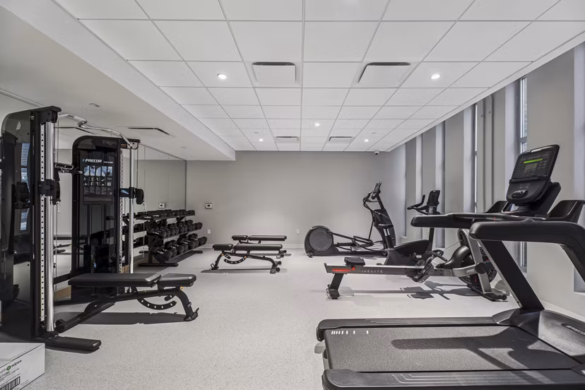 fitness center at The Katharine Apartments 