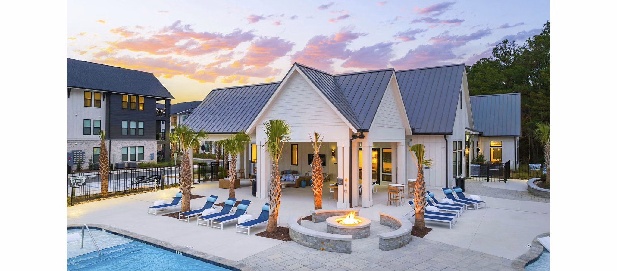 fire pit/patio at Selene at Sayebrook Apartments