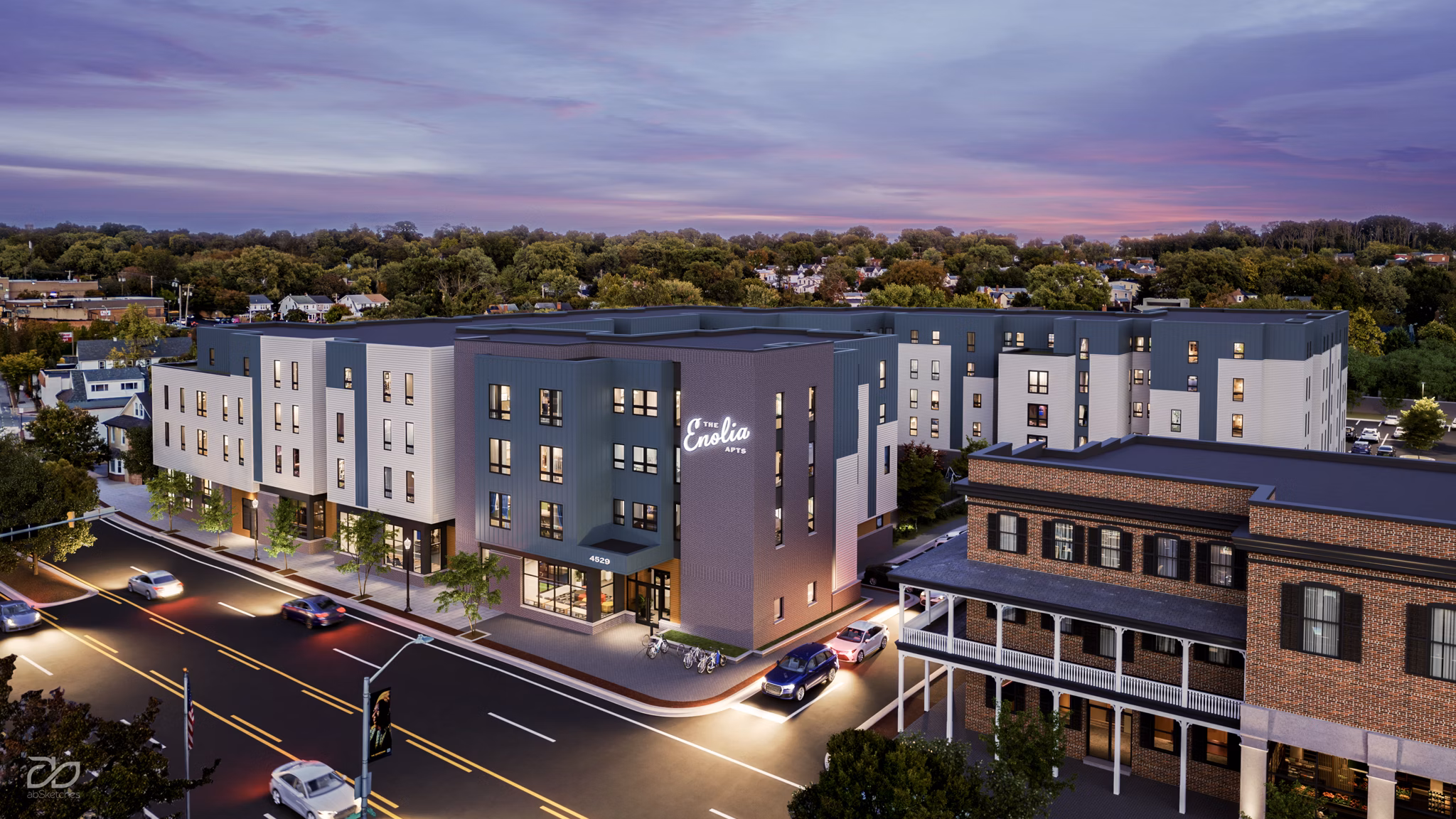 rendering at Enolia Apartments