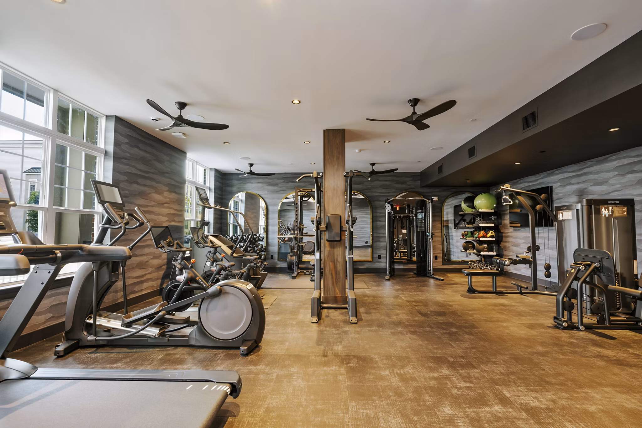 fitness center at Laurent Apartments