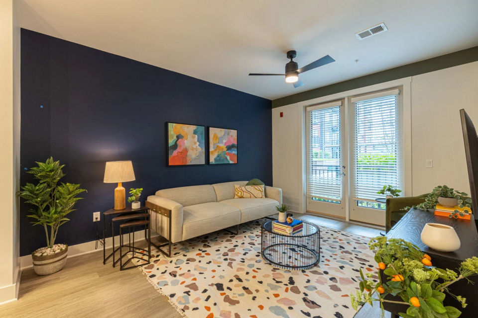 living room at Connection at Southside Apartments