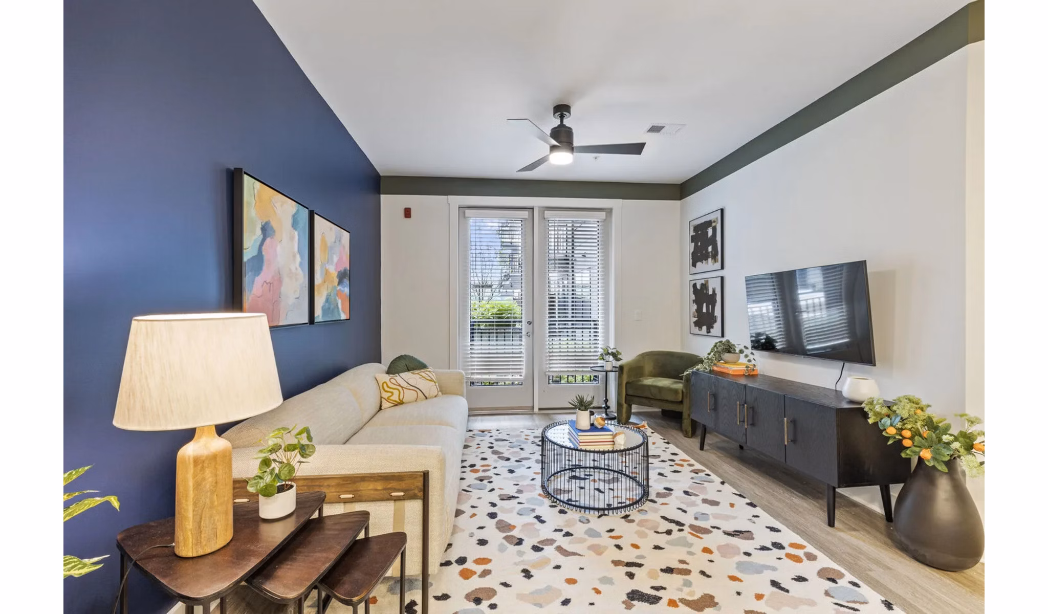 living room at Connection at Southside Apartments