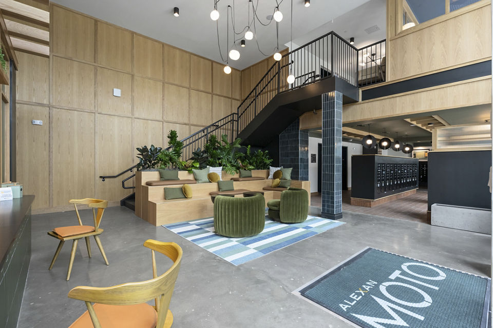 clubhouse at Alexan Moto Apartments 