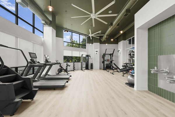 fitness center at Alexan Moto Apartments