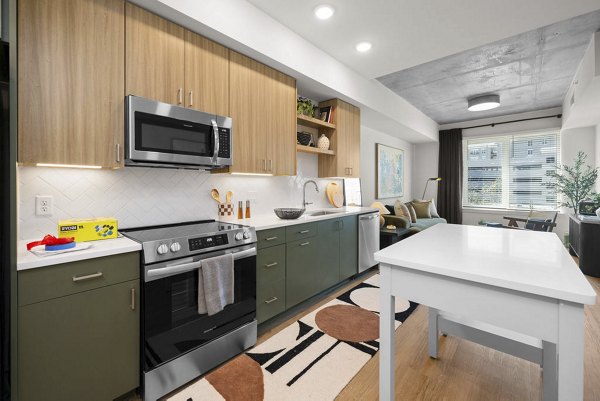 kitchen at Alexan Moto Apartments