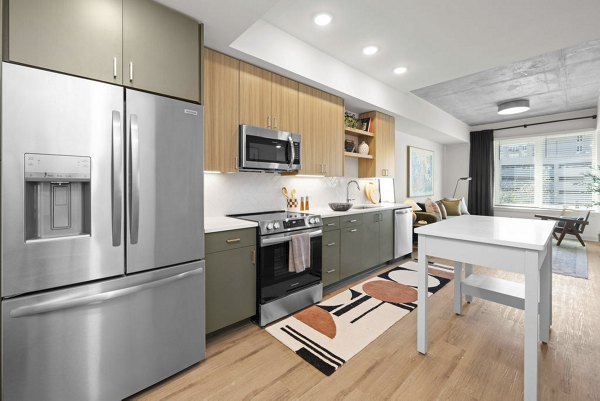 kitchen at Alexan Moto Apartments