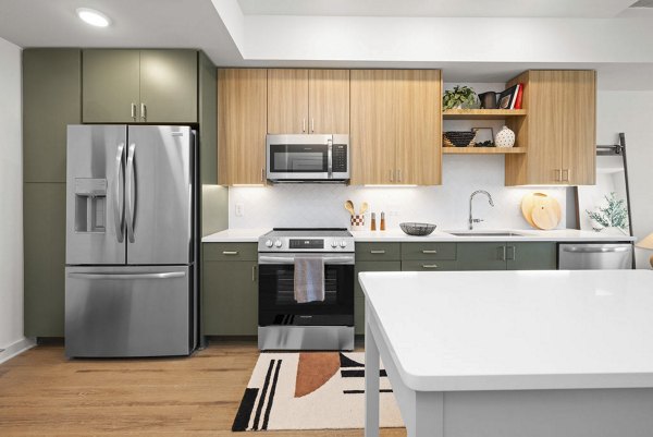 kitchen at Alexan Moto Apartments
