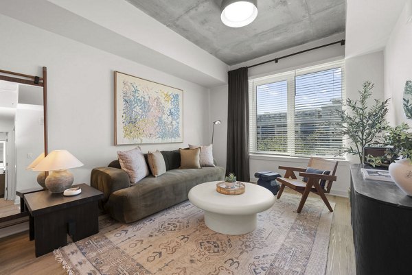 living room at Alexan Moto Apartments