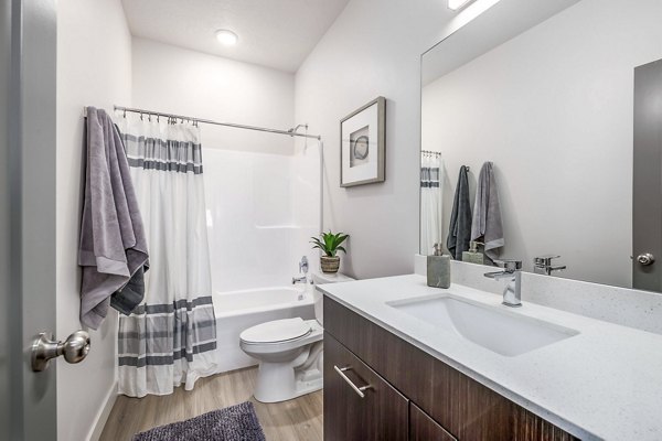 bathroom at Rise Apartments