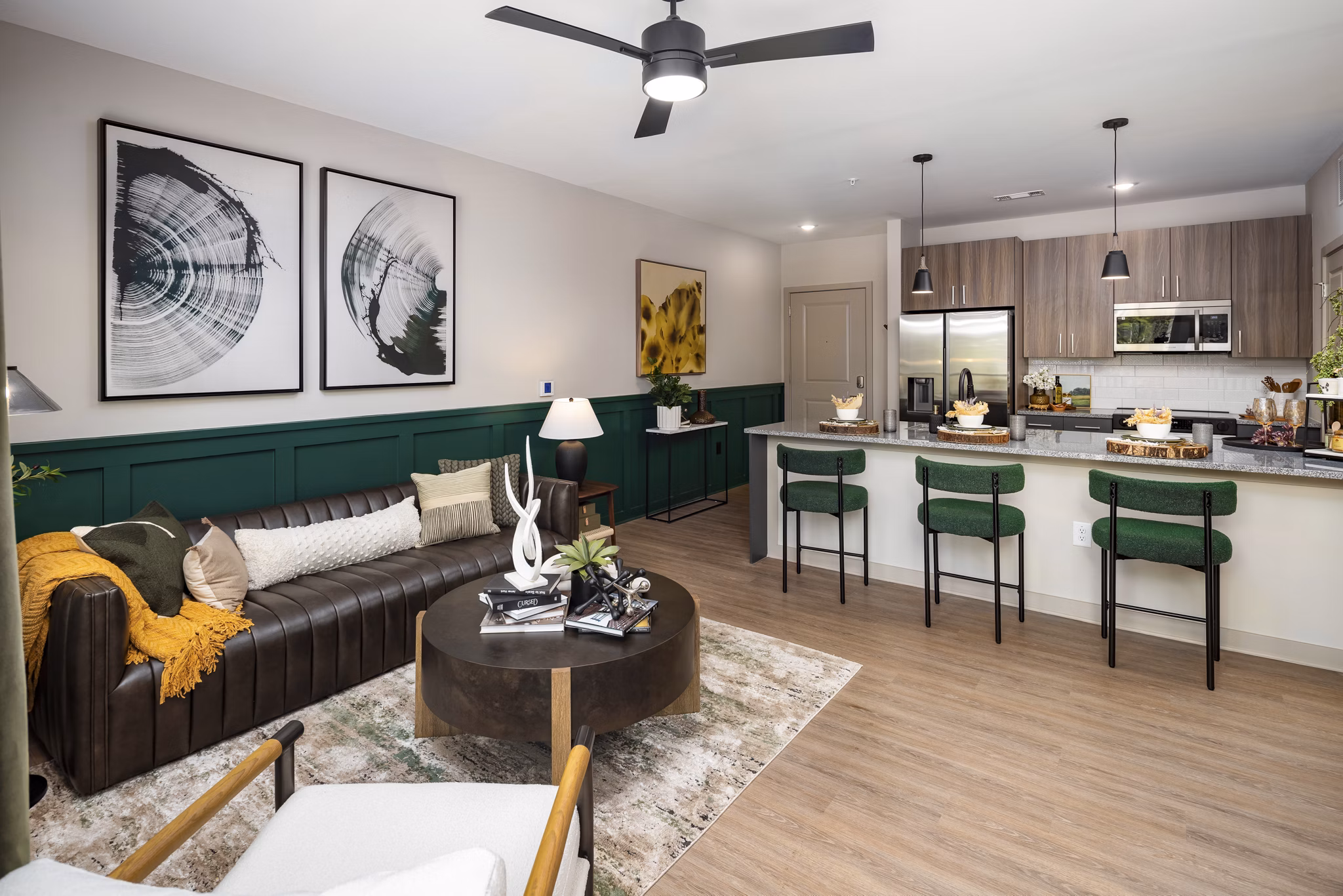 living room at Ava Oakwood Apartments 