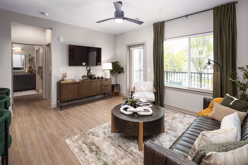 living room at Ava Oakwood Apartments 
