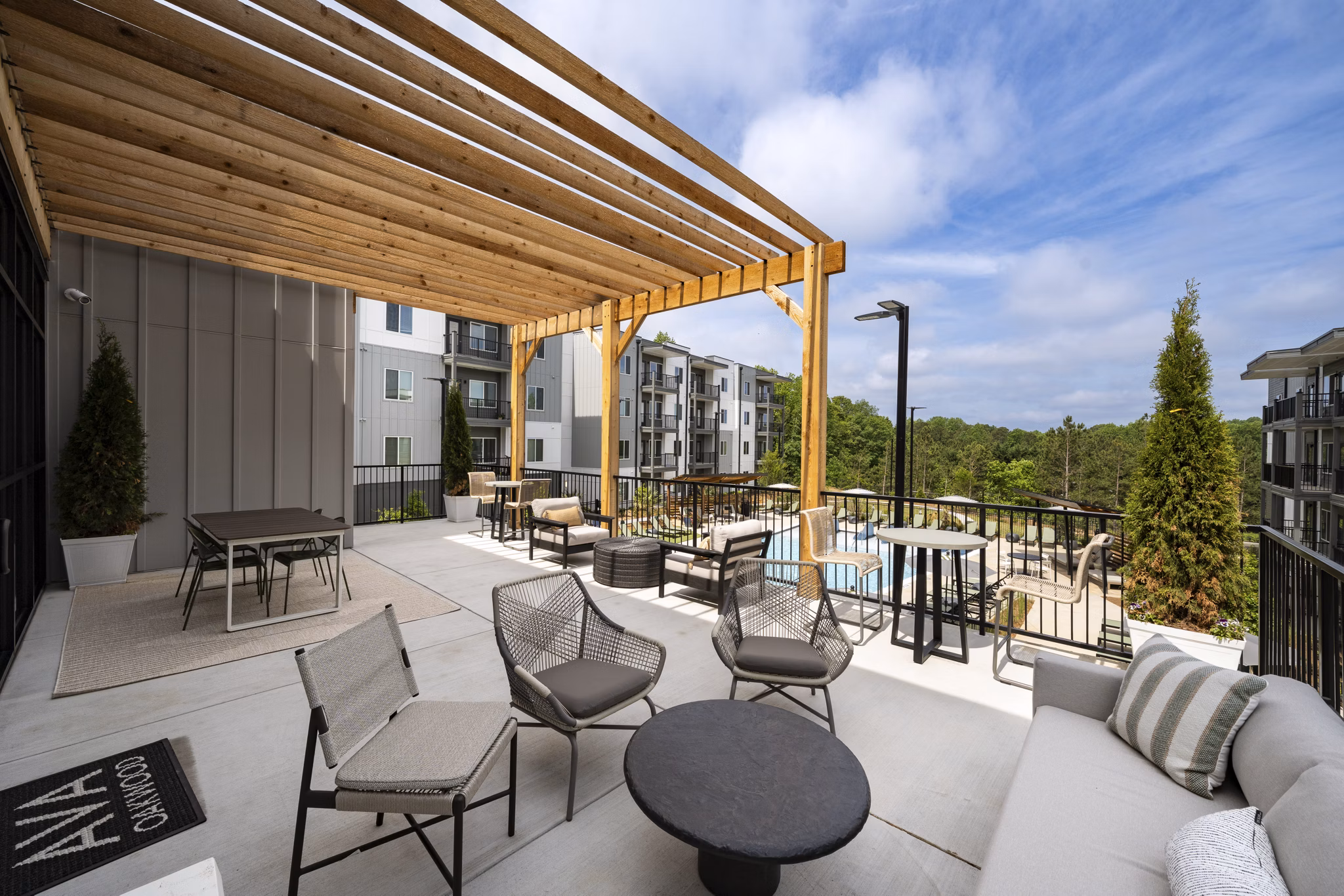 patio at Ava Oakwood Apartments 