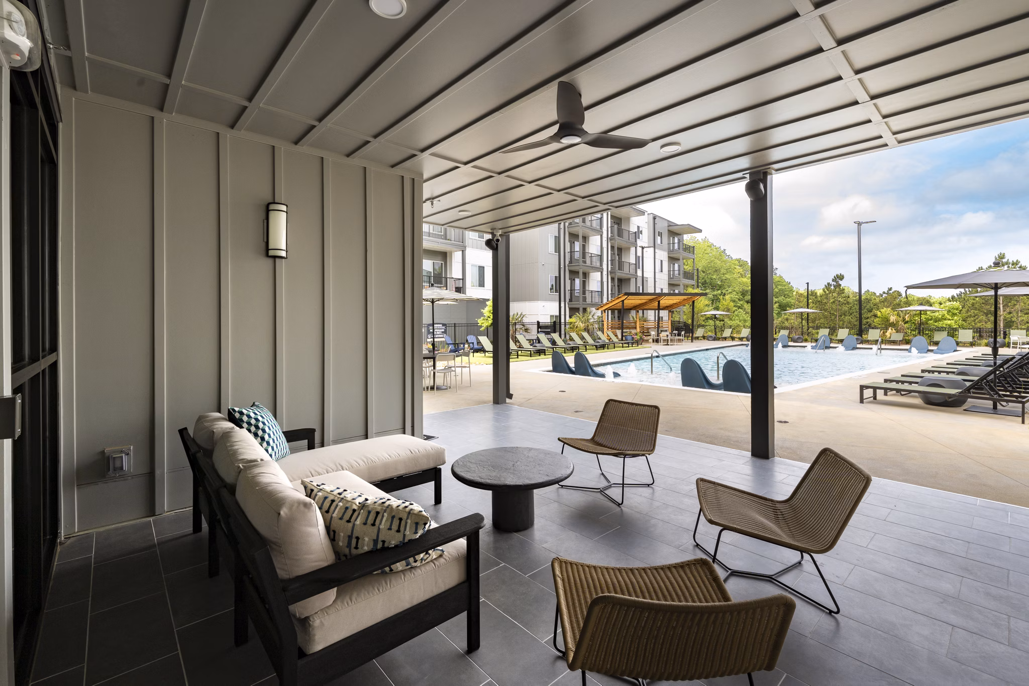 patio at Ava Oakwood Apartments 