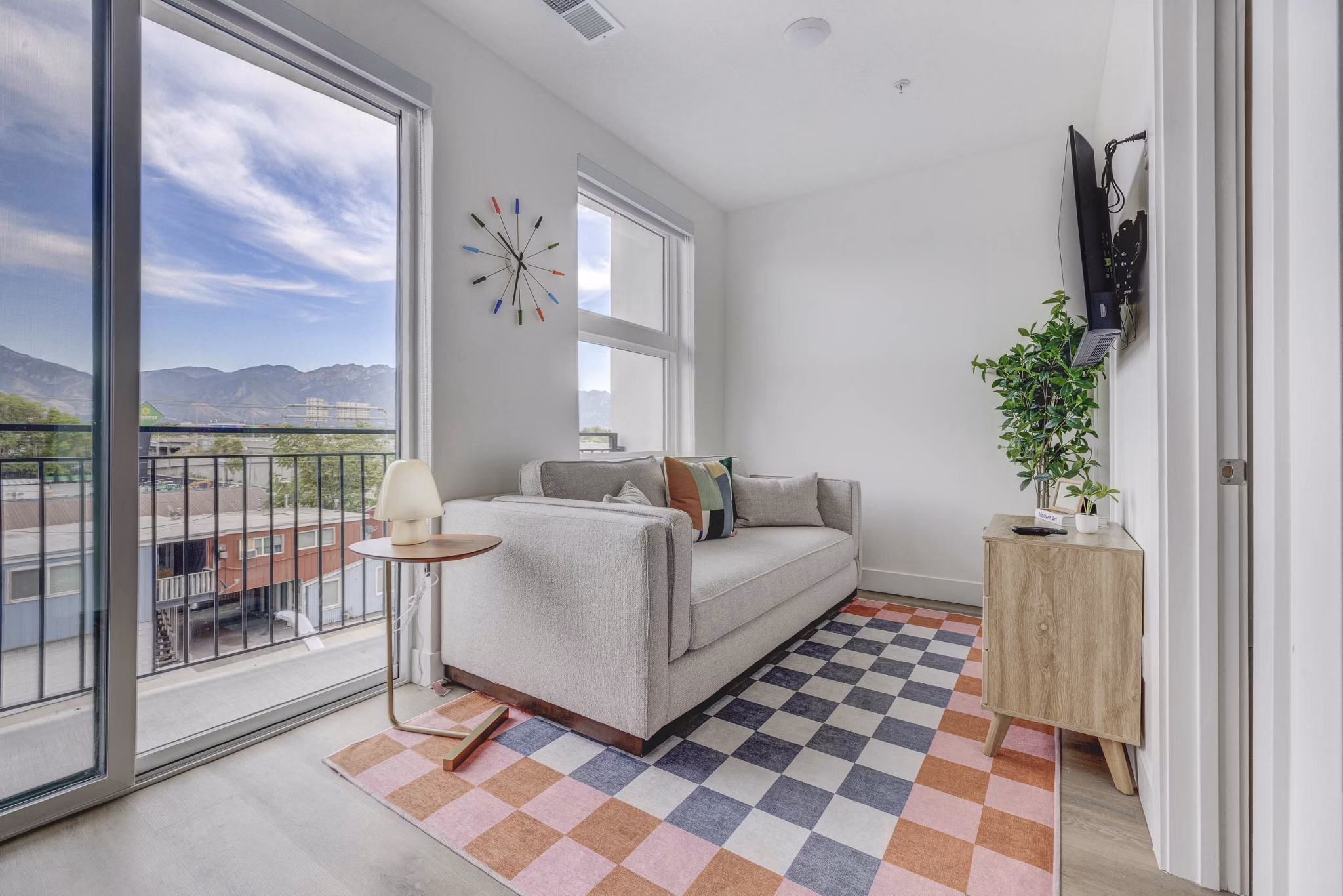 living room at One Burton Apartments 