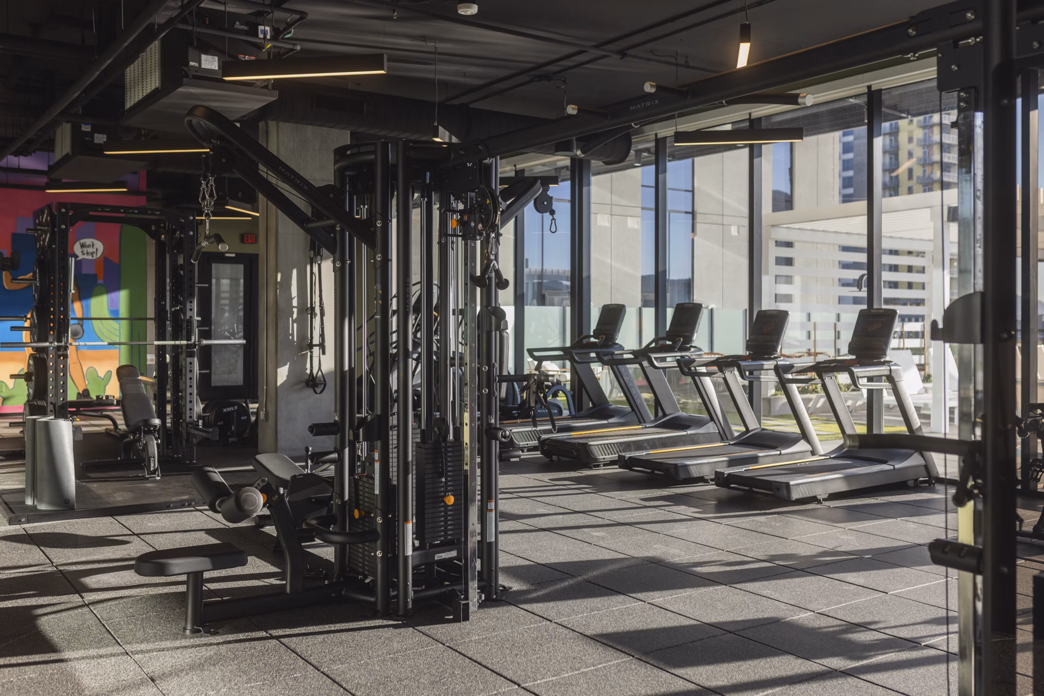 fitness center at Rosie Apartments