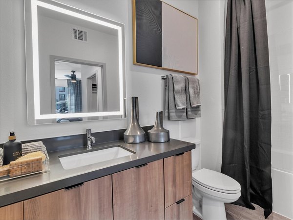 bathroom at Elysian at Sunset Apartments