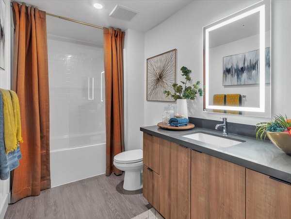 bathroom at Elysian at Sunset Apartments