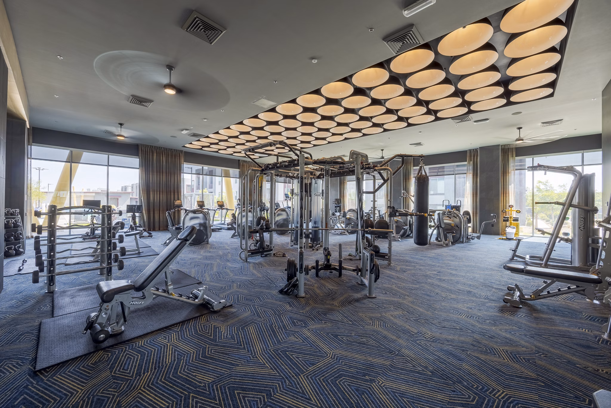 fitness center at Envision at Sunset Apartments 