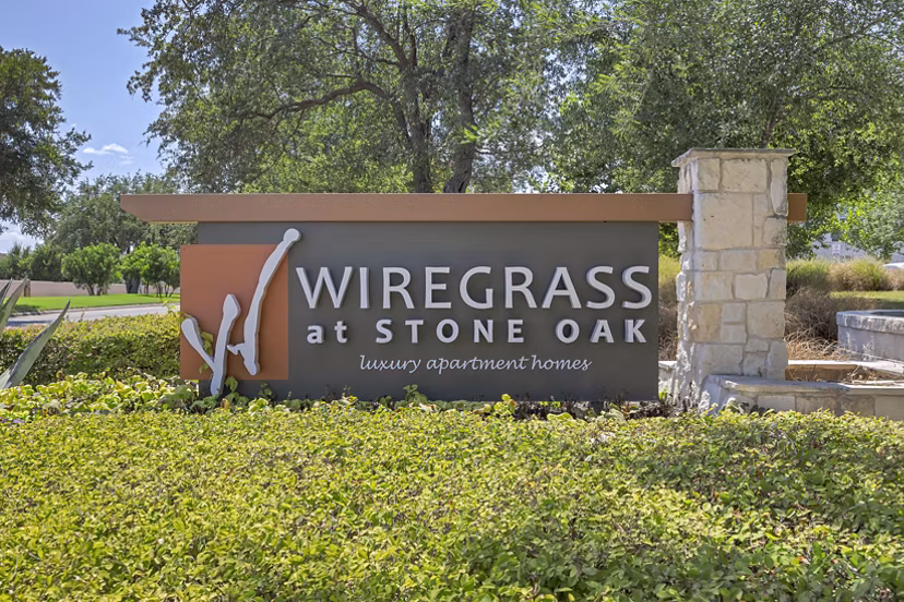 signage at Wiregrass at Stone Oak Apartments