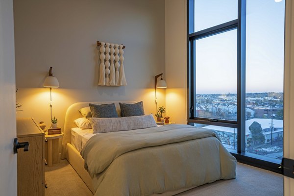 bedroom at One River North Apartments 
