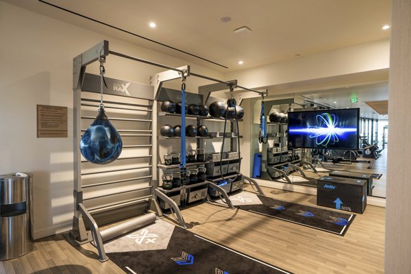 fitness center at One River North Apartments 
