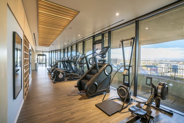 fitness center at One River North Apartments 
